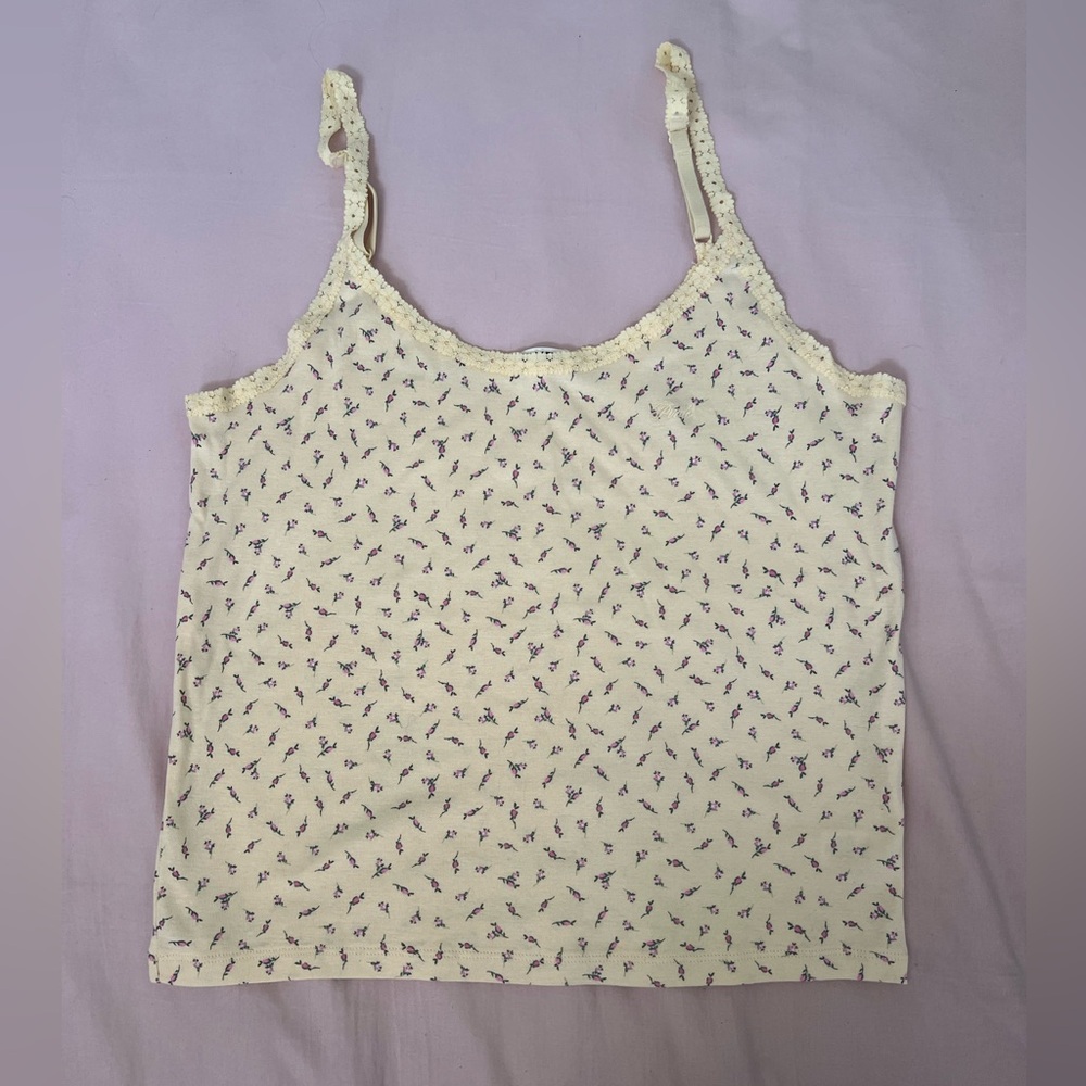 Victoria's Secret Cream Butter Yellow with Pink Floral Print